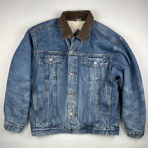 Vintage 90s Cold Storage Sherpa Lined Denim Trucker Jacket Honeycomb Fade XL